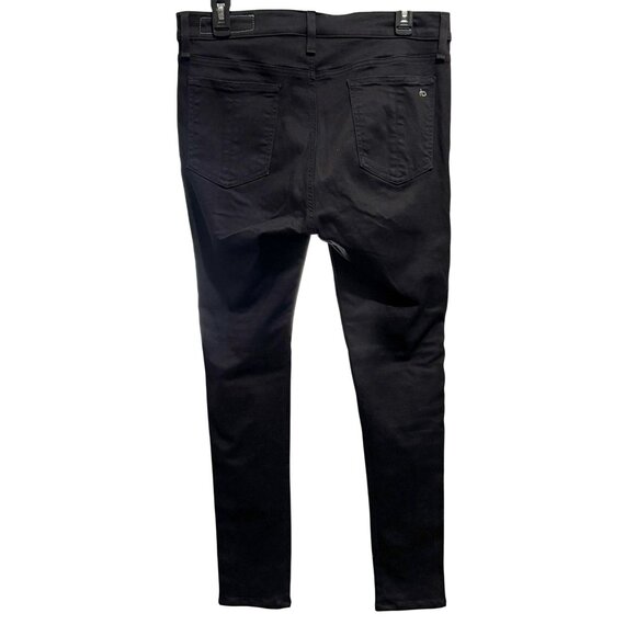 RAG & BONE Sz 32 Mito Black High Rise Skinny Jeans with White Racing Stripes - Picture 5 of 8